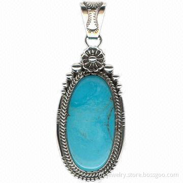 Turquoise gemstone cross pendant necklace